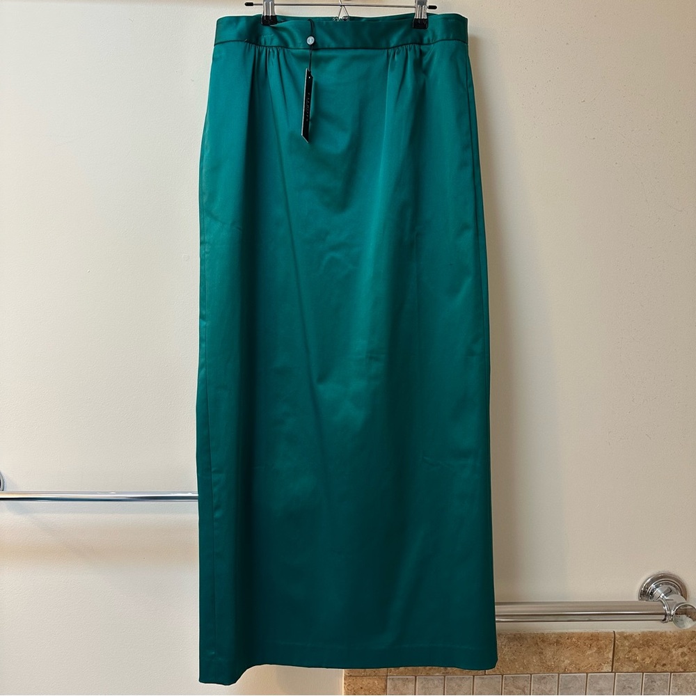 NWT Talbots Emerald Green full length satin skirt size 10